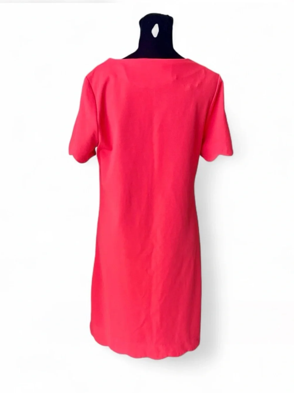 MONTEAU Scoop Neck Dress M, in Salmón Color, Pull-Up Short Sleeves W/Waves Trim
